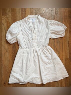 The Shirt by Rochelle Behrens White Puff-Sleeve Mini Dress